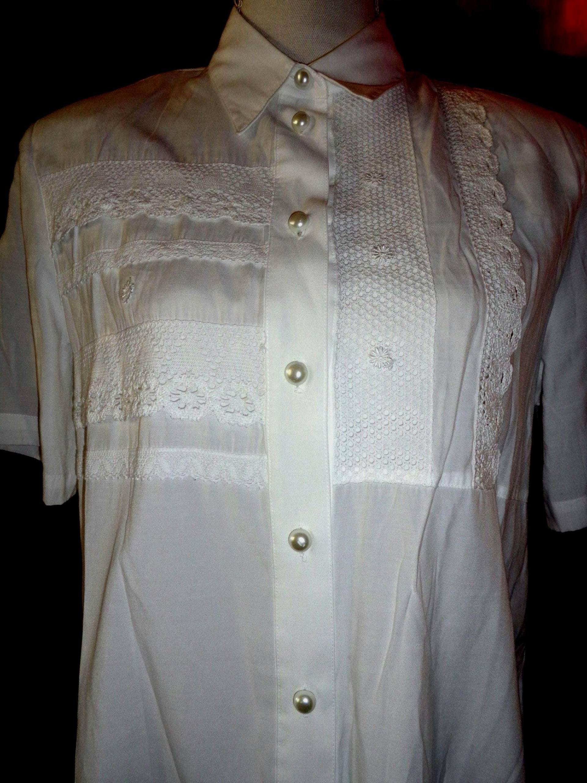 Blusevintageweiß38Boho von Vintagewunderwelt