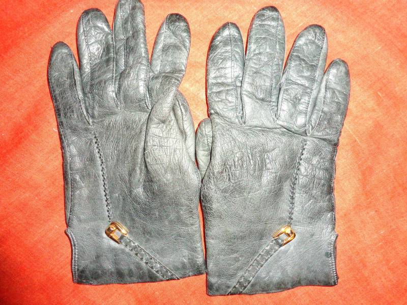 Handschuhevintageledergrau von Vintagewunderwelt