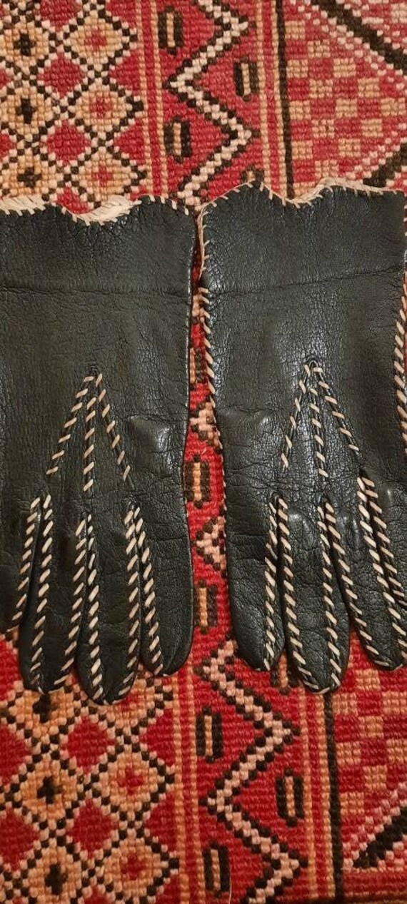 Handschuhevintagelederschwarzm Handschuhevintagelederschwarzm von Vintagewunderwelt