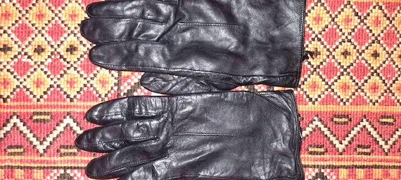 Handschuhevintageschwarzlederm Handschuhevintageschwarzlederm von Vintagewunderwelt