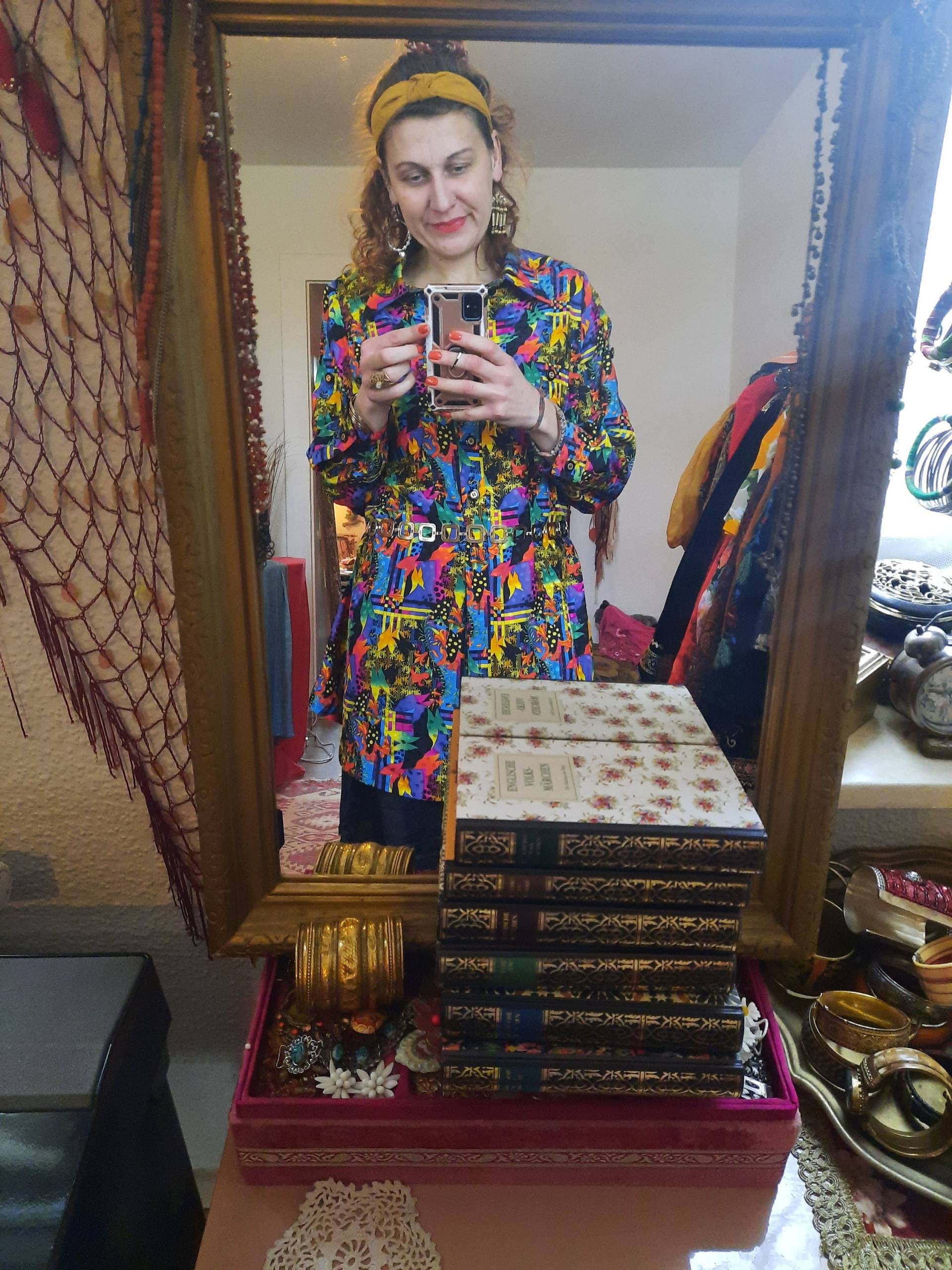 Hemdblusevintageseidecrazypatternackermann44L von Vintagewunderwelt