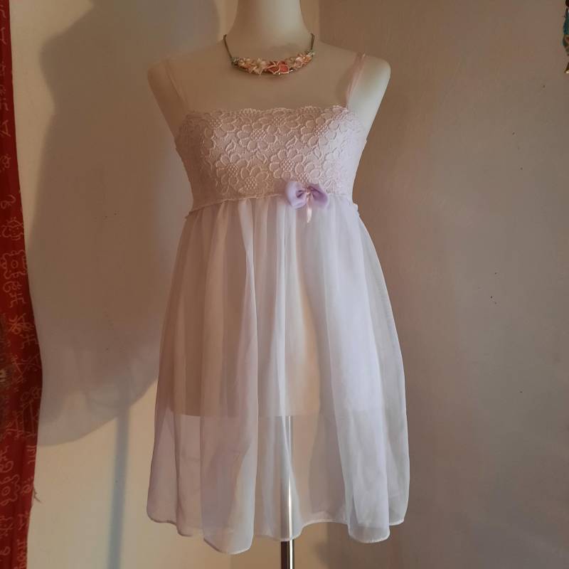 Negligeeweißrosa38 von Vintagewunderwelt