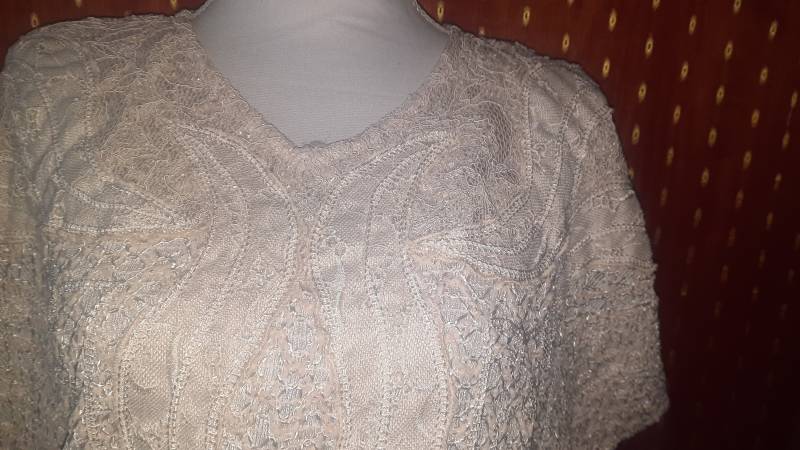 Pullipulloverbeigeweißm von Vintagewunderwelt