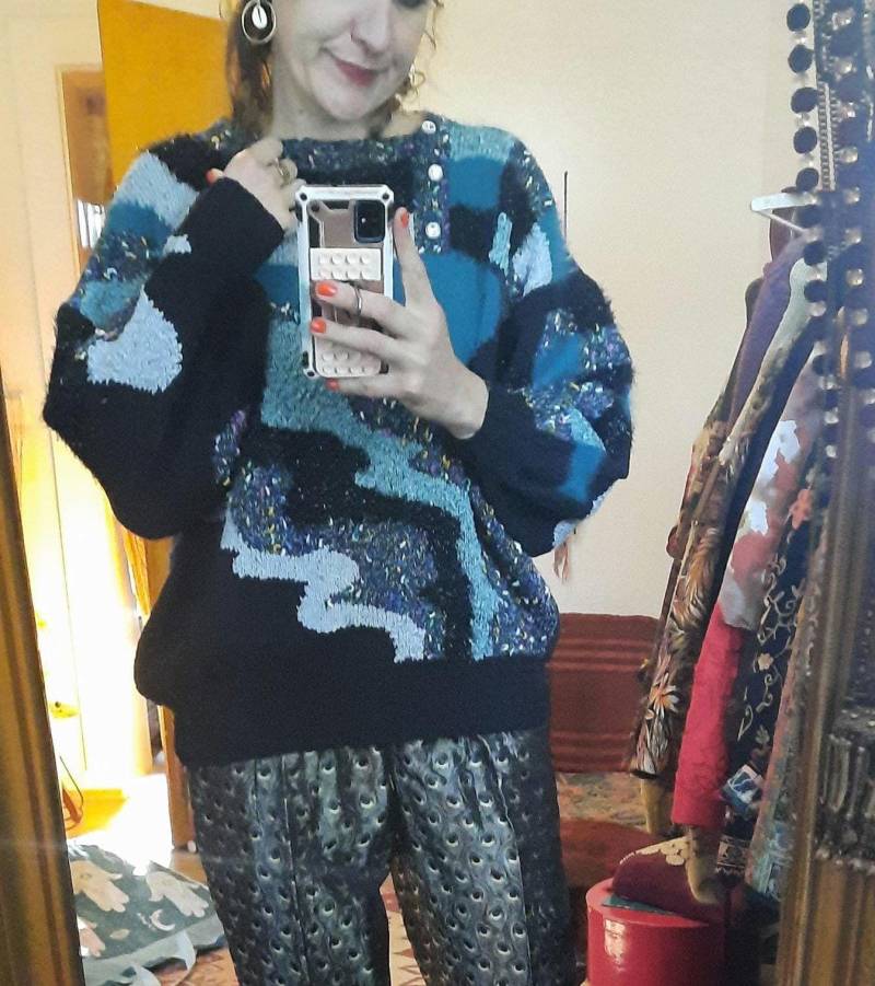 Pullipullovervintageblauml von Vintagewunderwelt