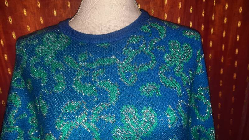 Pullipullovervintagegrünblau von Vintagewunderwelt