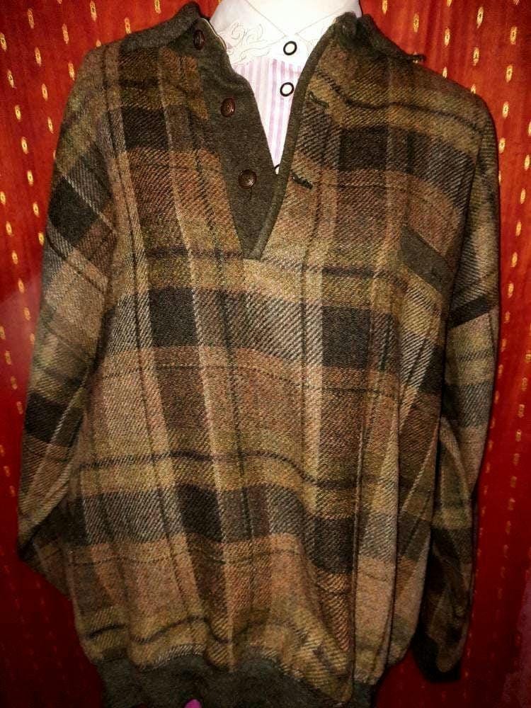 Pullipullovervintagekariertraschergrün von Vintagewunderwelt