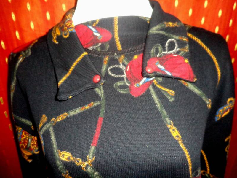 Pullipullovervintageschwarzgemustertl von Vintagewunderwelt