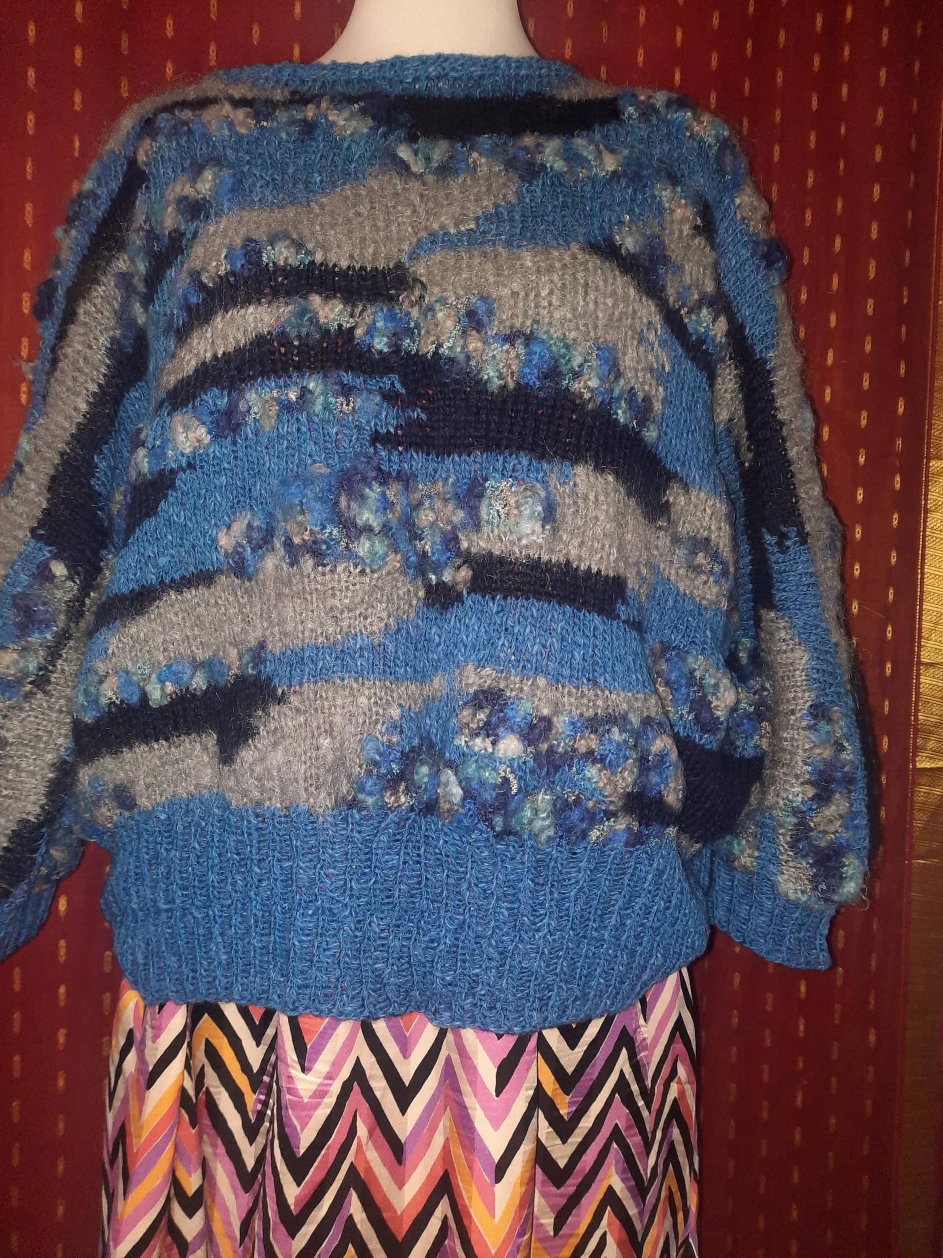 Pullipullovervintagestrickblaul von Vintagewunderwelt