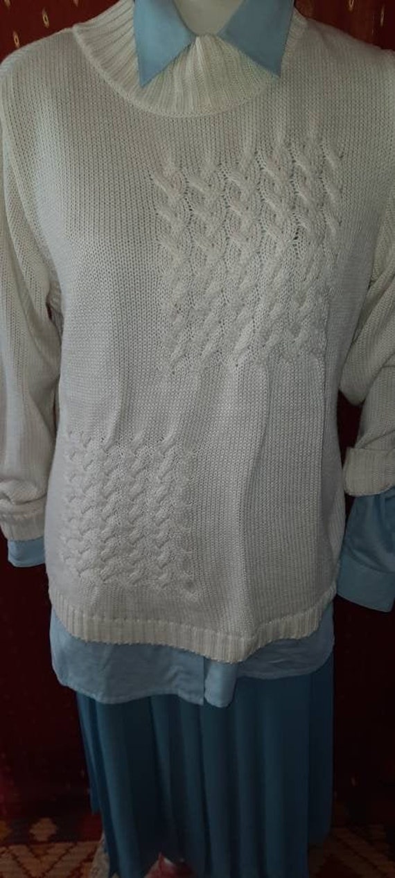 Pullipullovervintageweiß90Erm von Vintagewunderwelt