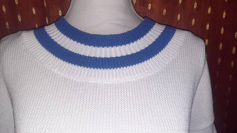 Pullipullovervintageweißblau36 von Vintagewunderwelt