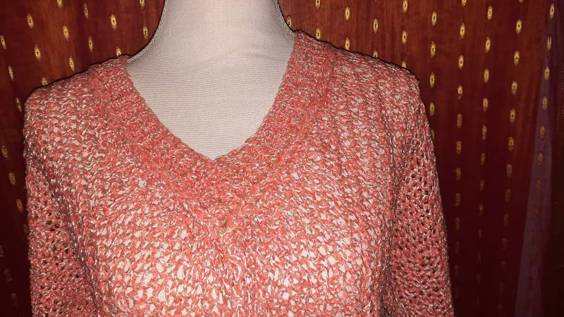 Pulloverpulliapricotrosamstrick von Vintagewunderwelt