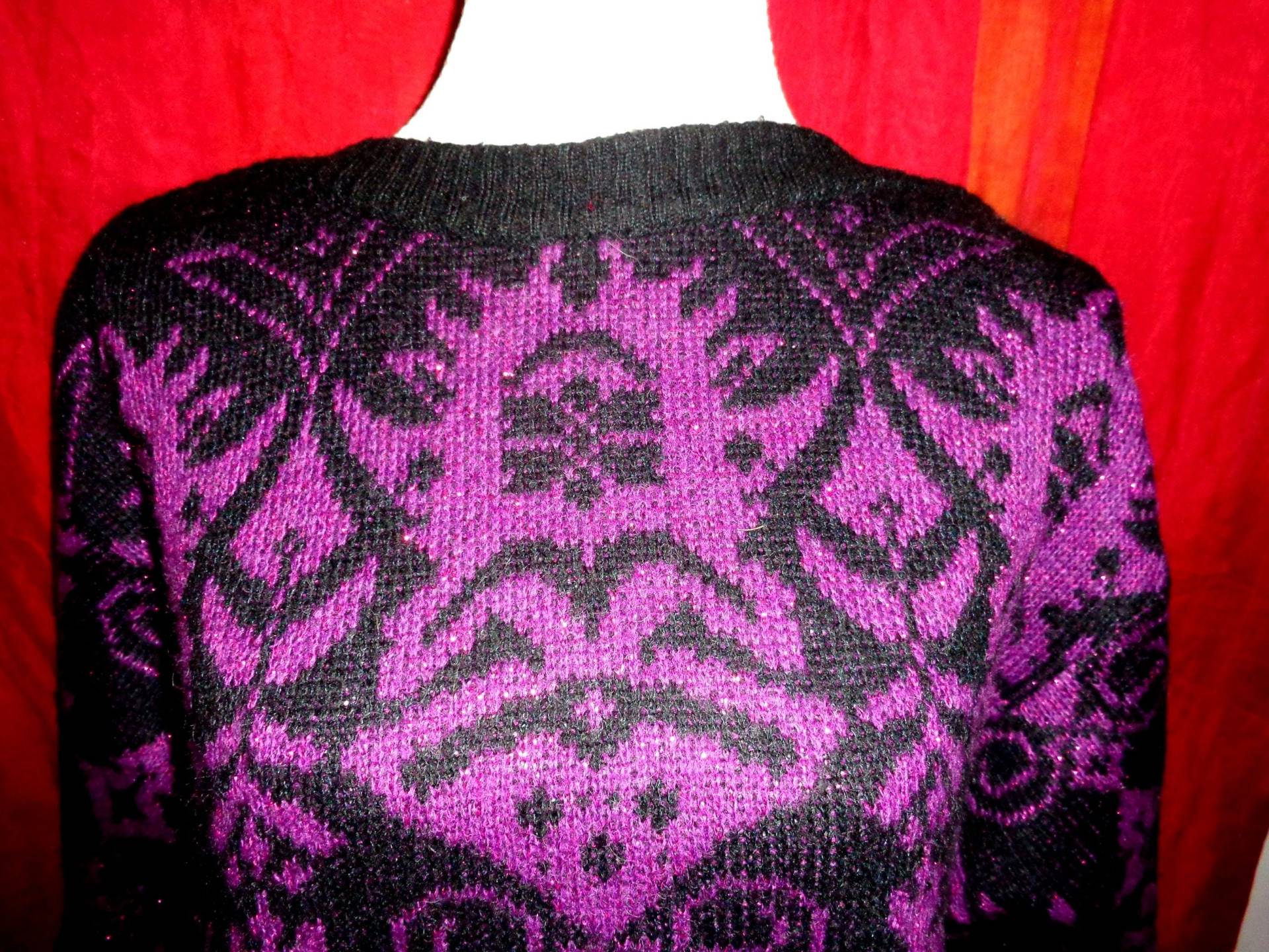 Pulloverpullivintagelila90Sschwarz von Vintagewunderwelt