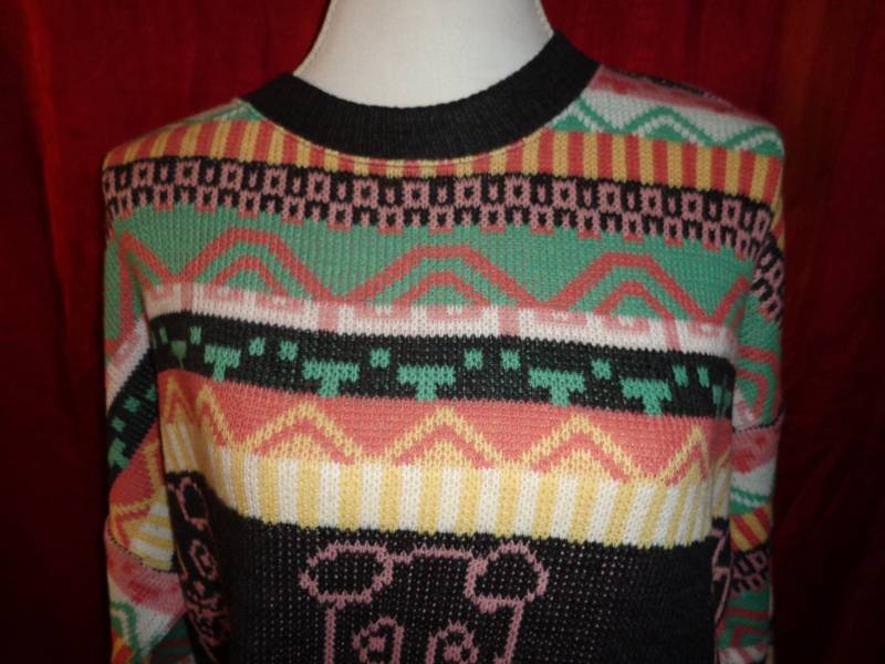 Pullovervintagepulli90Scrazypatternloversized von Vintagewunderwelt