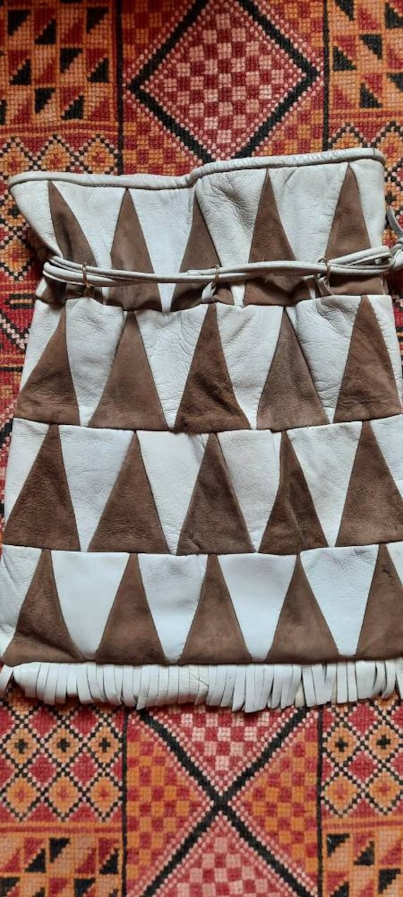 Taschevintagebeutelbrauncremepatchwork von Vintagewunderwelt