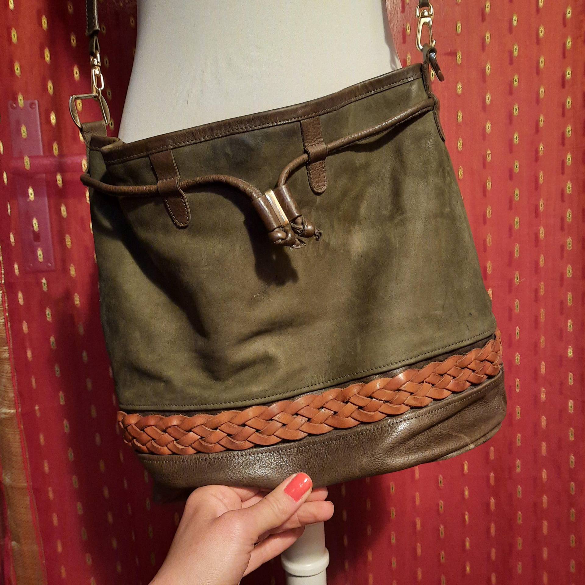 Taschevintagebeutelbraunkhaki von Vintagewunderwelt