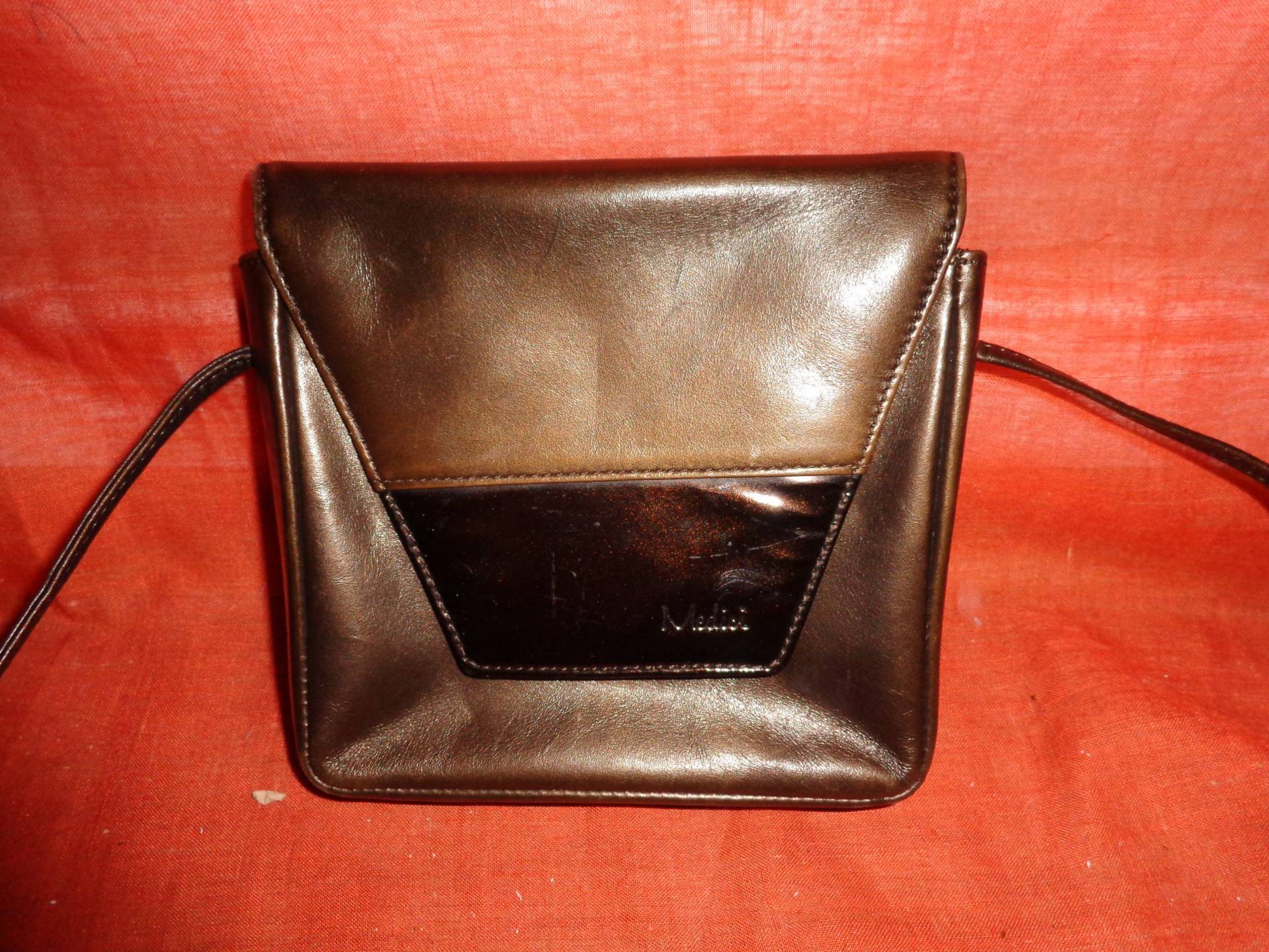 Taschevintagebraunbronzeleder von Vintagewunderwelt