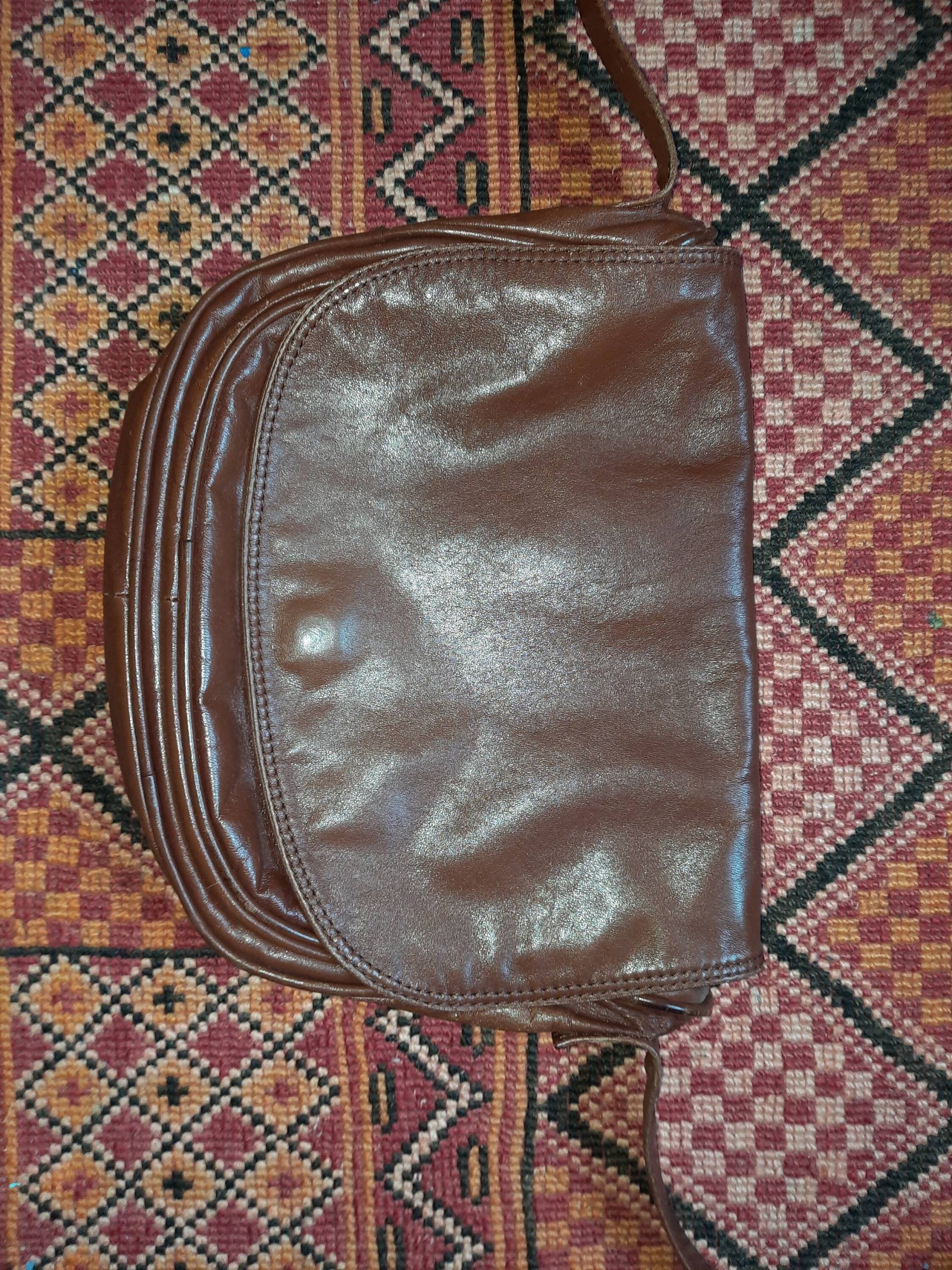 Taschevintagebraunleder80Ereighties von Vintagewunderwelt