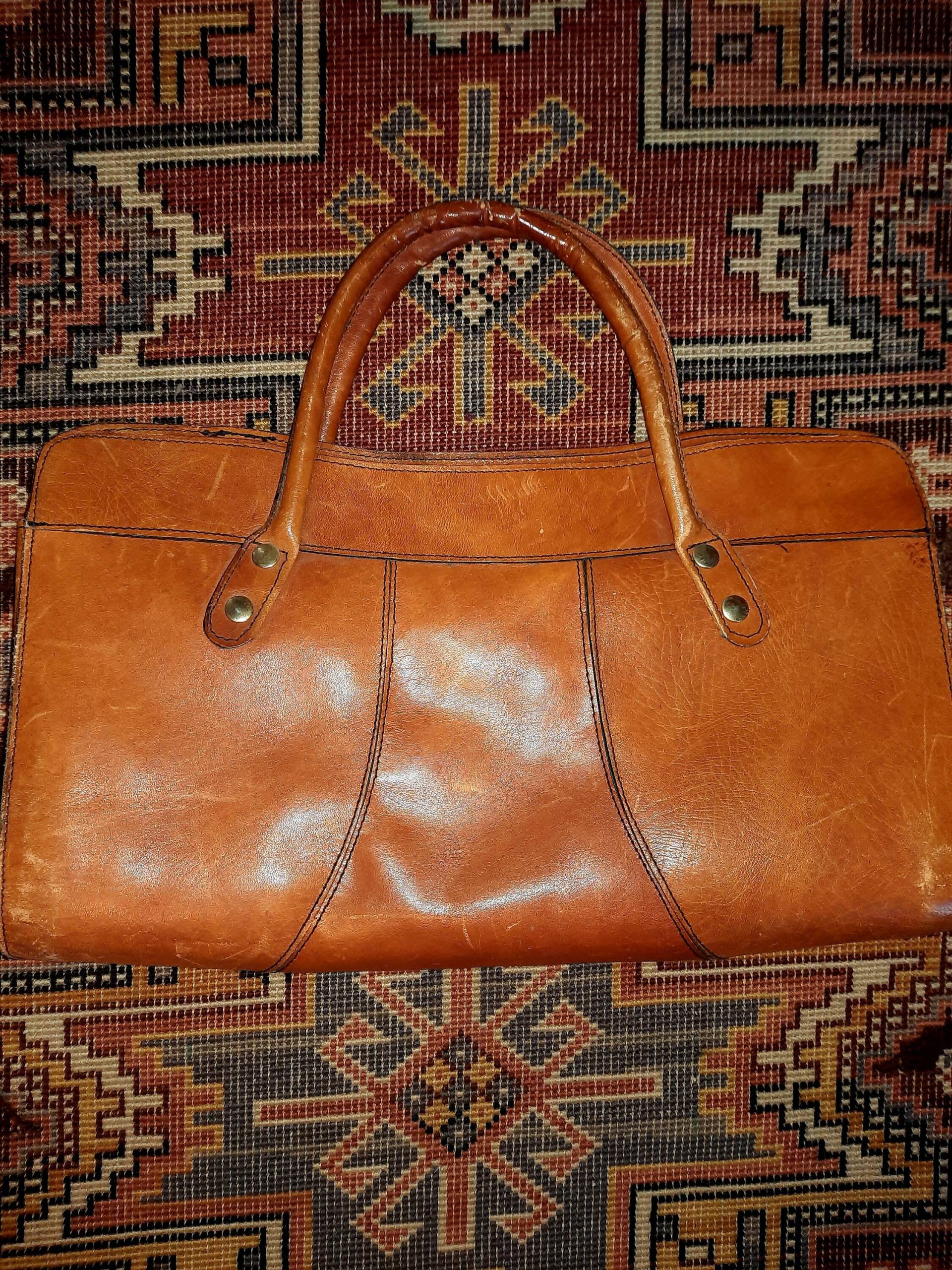 Taschevintagebraunlederbag von Vintagewunderwelt