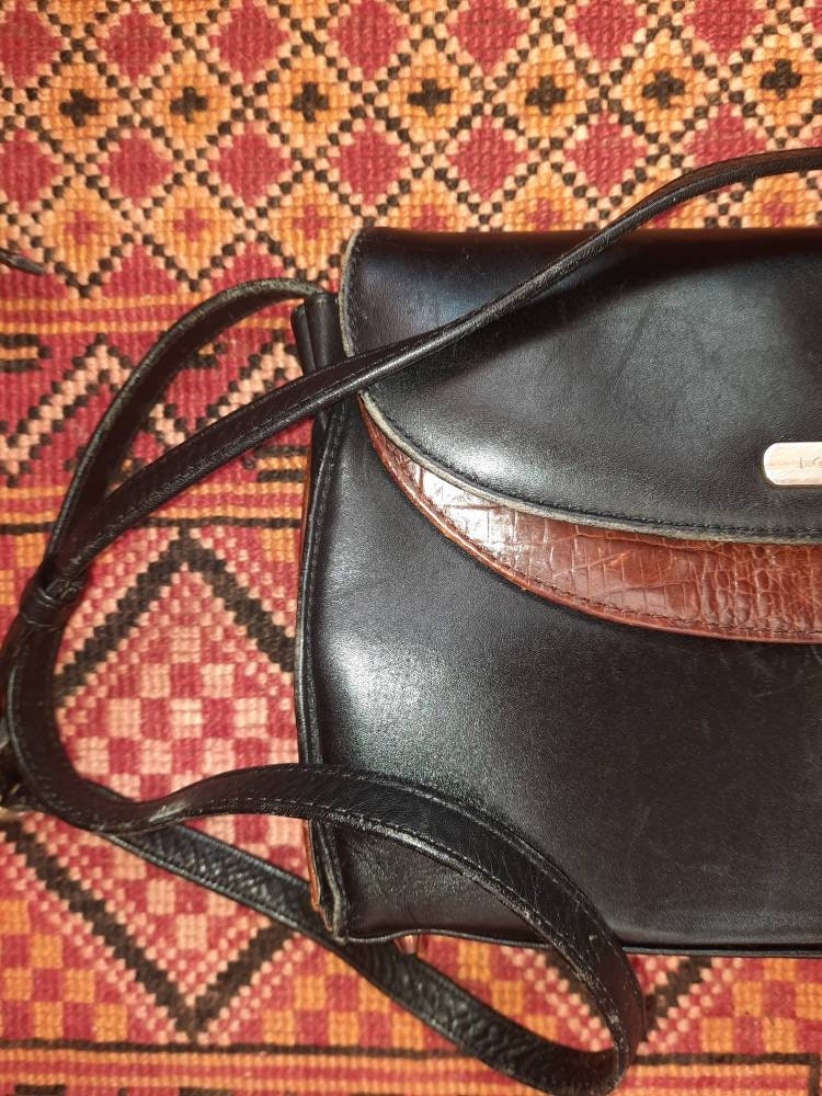 Taschevintagelederschwarzbraun von Vintagewunderwelt