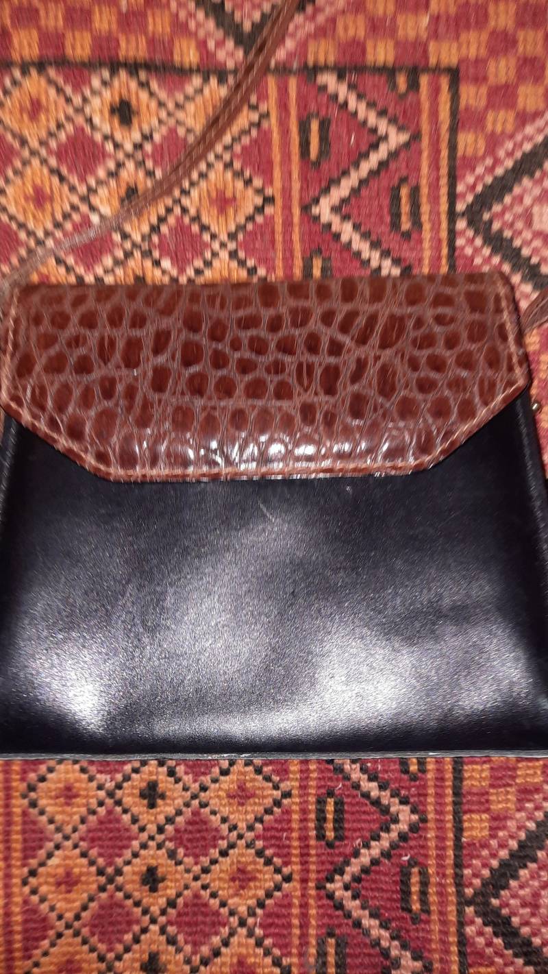 Taschevintageschwarzbraunleder von Vintagewunderwelt