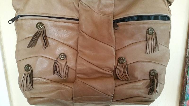 Vintagetascheshopperhippielooklederfransen von Vintagewunderwelt