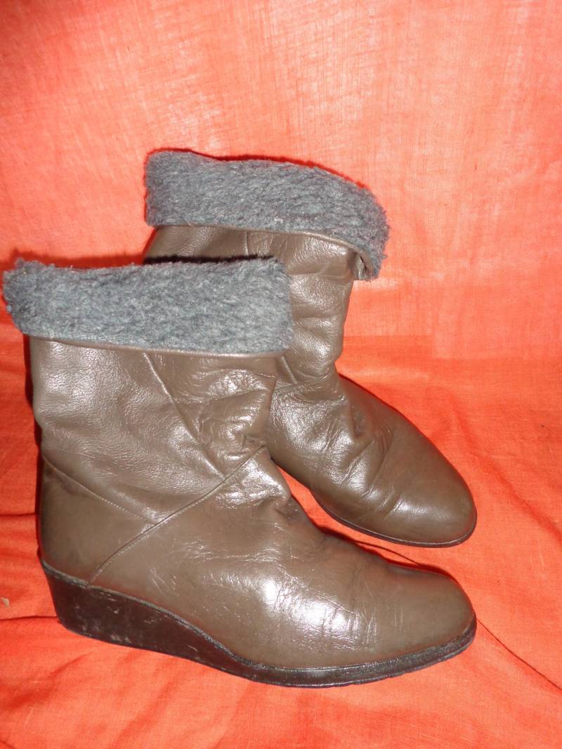 stiefelschuhevintageledergraubraun39 von Vintagewunderwelt