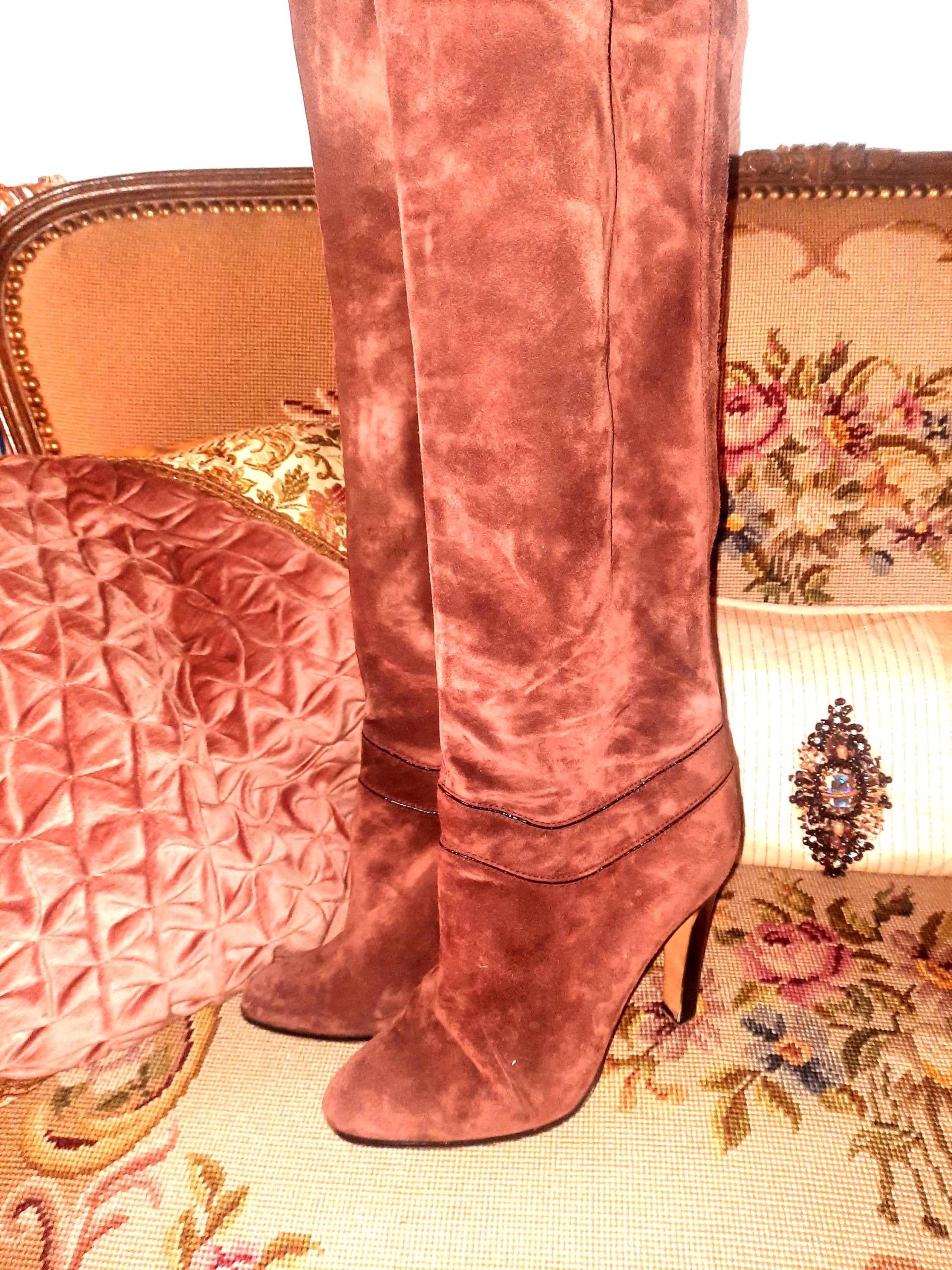 stiefelvintageoverknee37Dunkelrotrotbraun von Vintagewunderwelt