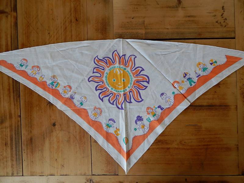 Vintage Baumwolle Mädchen Wimple Retro Strand Kid Glücklicher Sommer Jurmala von Vintegelane