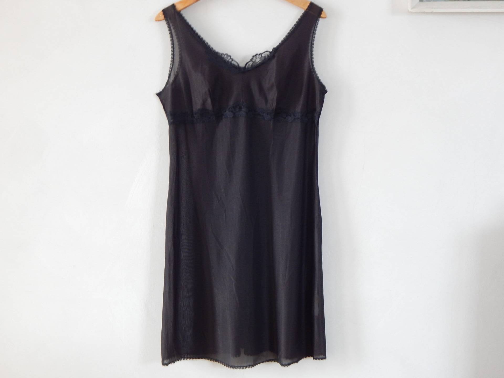 Vintage Negligee Slip Damen Schwarz Made In von Vintegelane