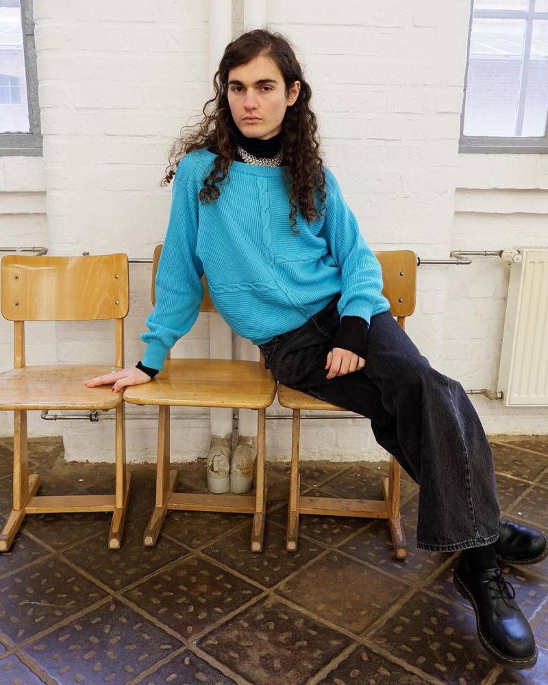 Luisa Spagnoli Vintage 80Er 90Er Jahre Blau Lana Wolle Zopfmuster Pullover Gr.m von VintiVintageStudio