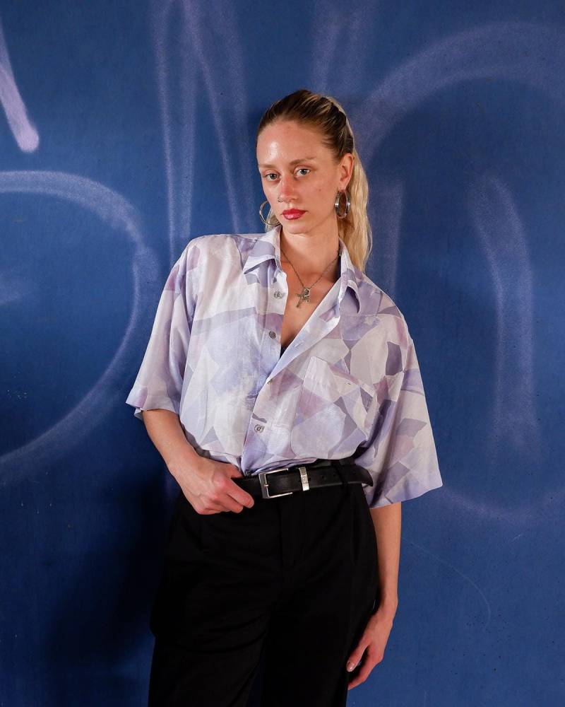 Vintage 90Er Jahre Angelo Litrico Pastell Farben Muster Hemd Gr. L von VintiVintageStudio