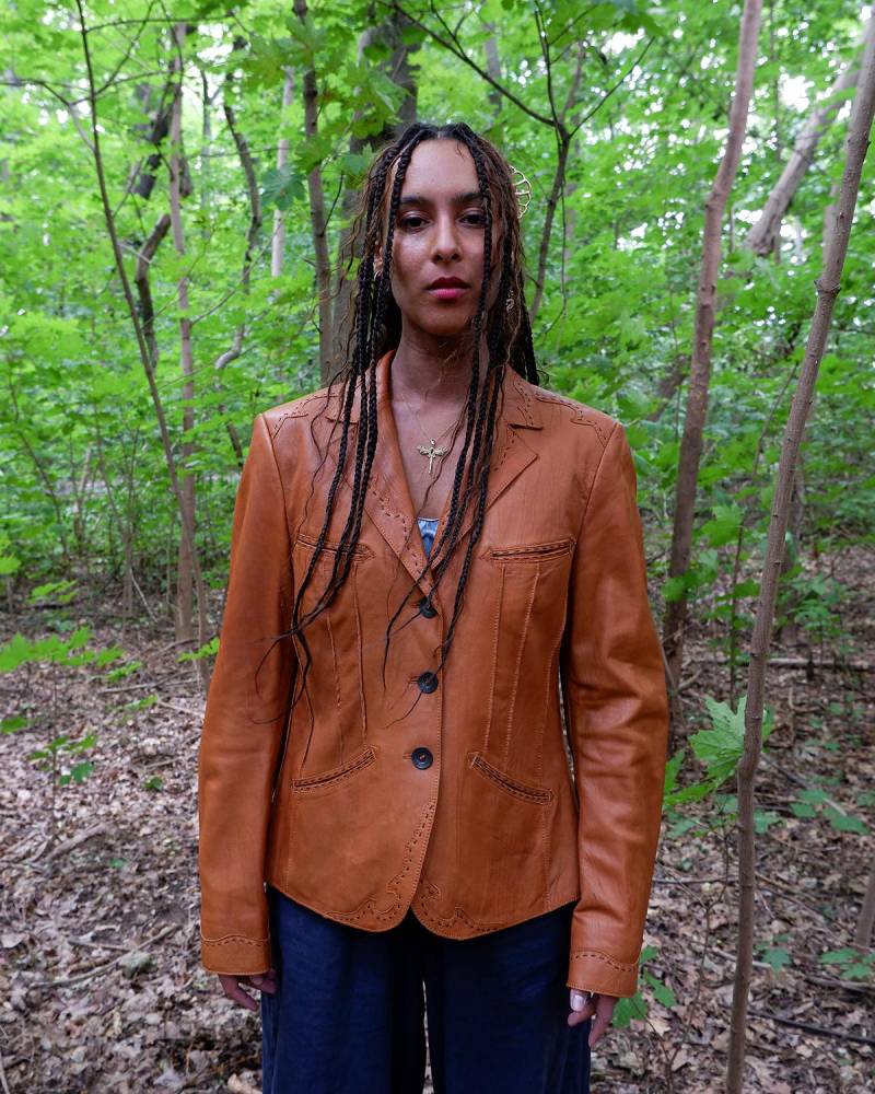 Vintage Braune Lammleder Jacke Mit Boho Ziernähten, Gr. S/M von VintiVintageStudio
