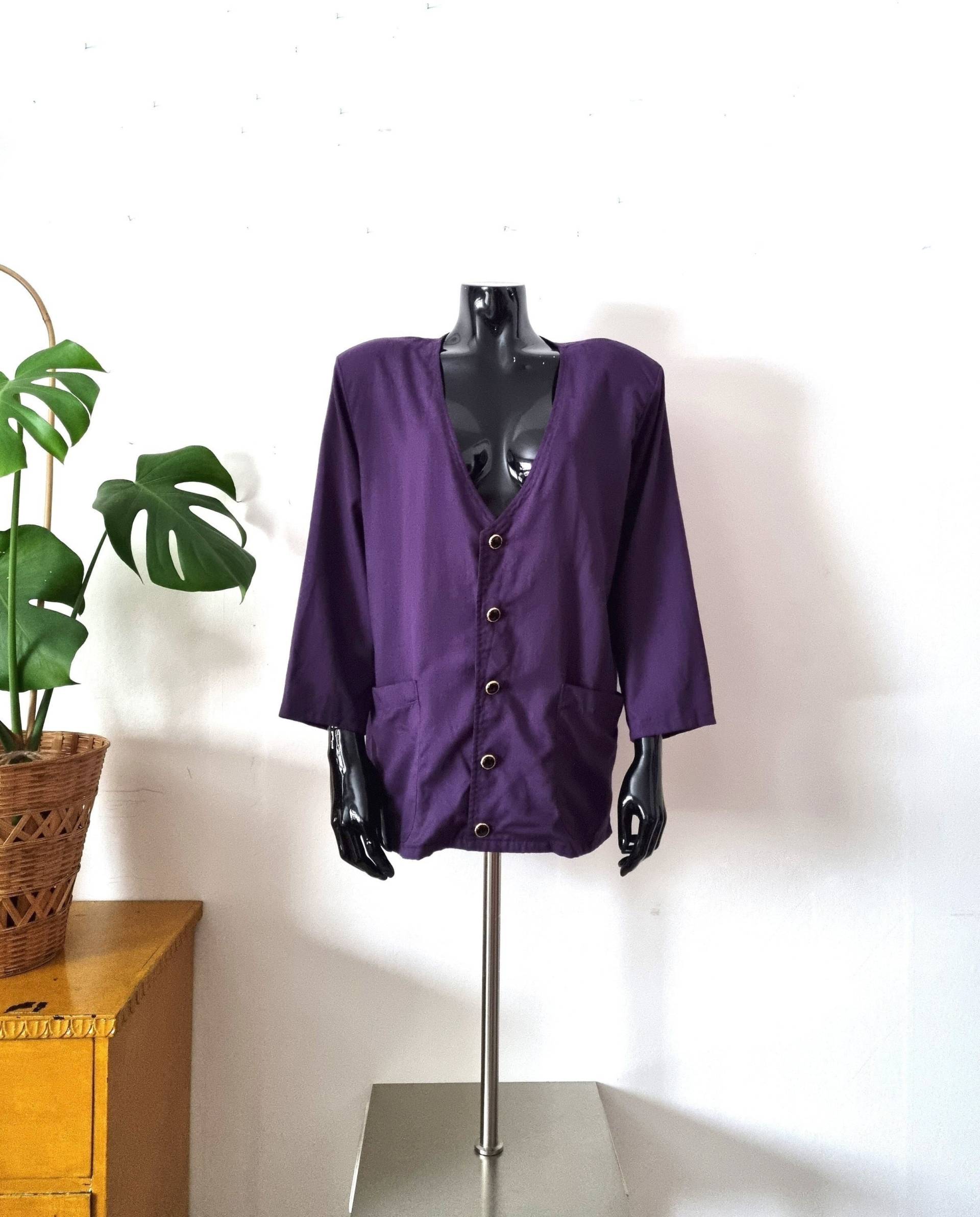 Vintage Damen Lila Blazer/Langarm Knöpfte Jacke Leichter M L Retro 80Er 90Er von VinttiVintage