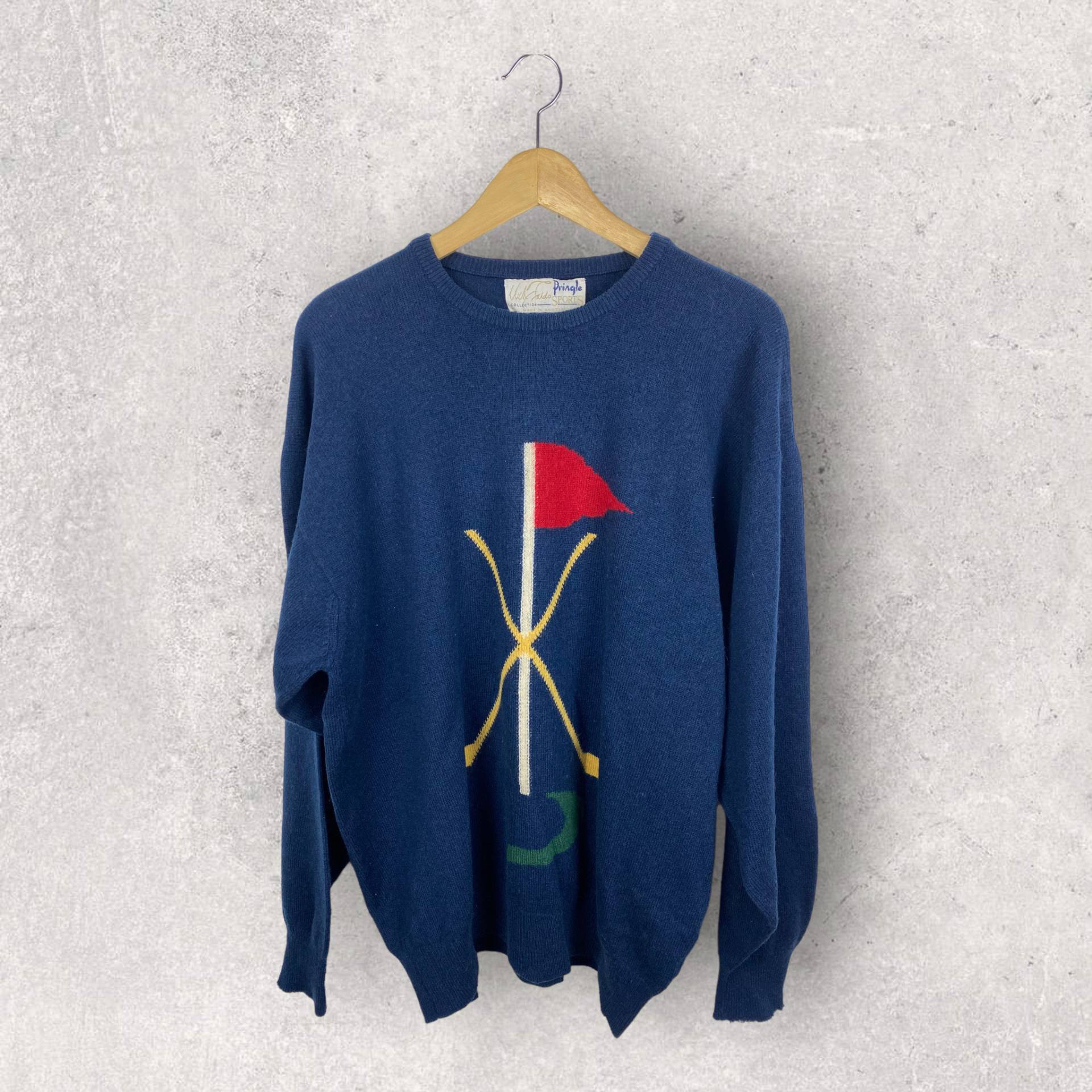 Pringle Sports Faldo 90S Vintage Pullover Wolle Shetland Cricket Blau L Pringle Sports Faldo 90S Vintage Pullover Wolle Shetland Cricket Blau L von Vinturage