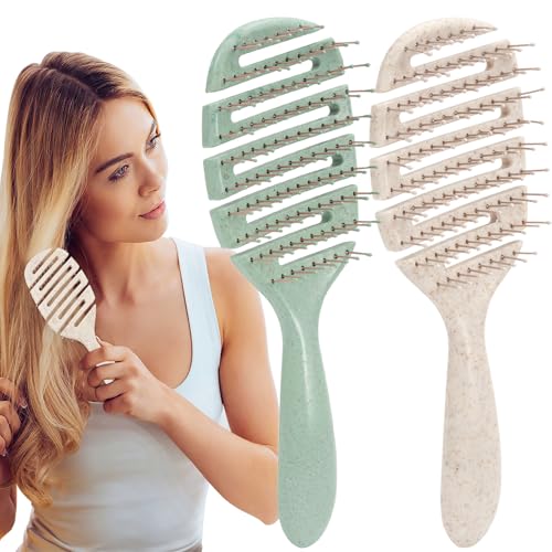 Vinuwu 2 Stück Haarbürste Ohne Ziepen, Weich Lockenbürste, Entwirrbürste Lange Dry Wet Haare, Anti Frizz Curly Hair Brush, Locken Haarbürste für Männer Damen Herren, Hair Care-Grün Weiß Vinuwu 2 Stück Haarbürste Ohne Ziepen, Weich Lockenbürste, Entwirrbürste Lange Dry Wet Haare, Anti Frizz Curly Hair Brush, Locken Haarbürste für Männer Damen Herren, Hair Care-Grün Weiß von Vinuwu