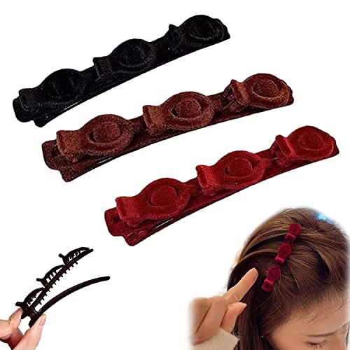 3Pcs Contracted Hairpin,Double Retro Layer Twist Plait Hair Flocking Texture Braided Hair Clips, Multi-Layer Hollow Woven Hairpin for Women Girls (Mixed Colors-3Pcs) von Vinxan