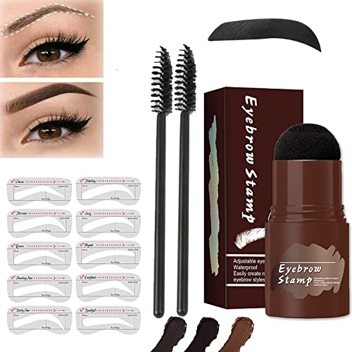 Perfect Brows Schablone & Stempel Kit - One Step Perfect Brow Stamp Shaping Kit Waterproof Eyebrow Powder Shaping Makeup,Eyebrow Definer with 10 Reusable Eyebrow Stencils 2 Eye Brushes (Black) von Vinxan