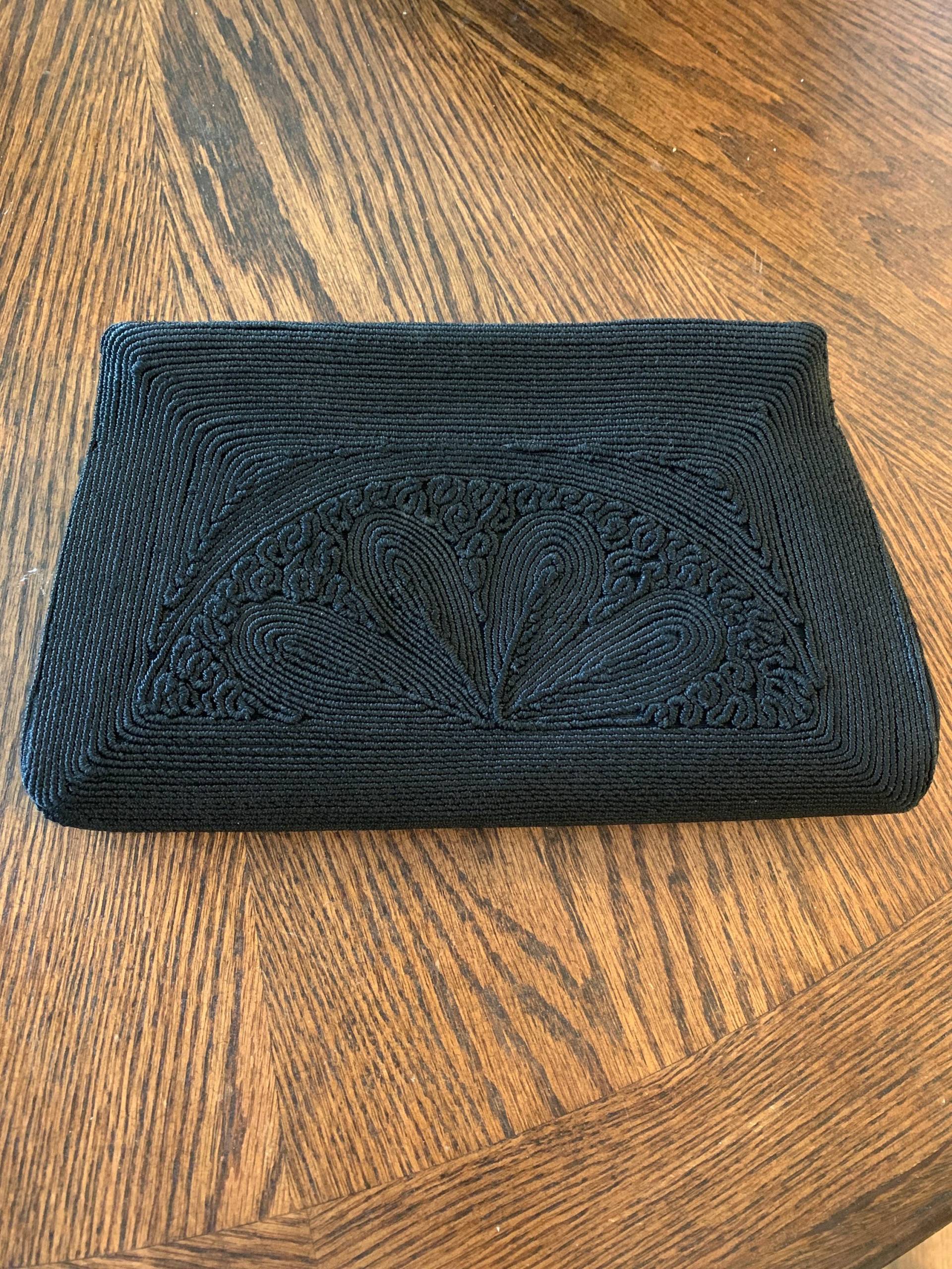Vintage Cordecraft Clutch, 40Er-50Er Jahre, Schwarze Vintage Cordecraft Clutch, 40Er-50Er Jahre, Schwarze von VinyVintage