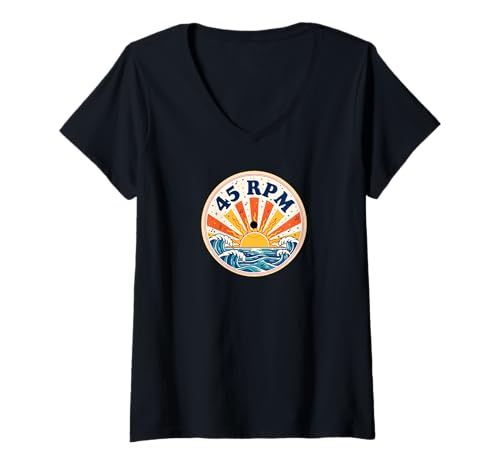 Damen 45 U/min Vinyl-Liebhaber-Grafik T-Shirt mit V-Ausschnitt von Vinyl Record Lovers