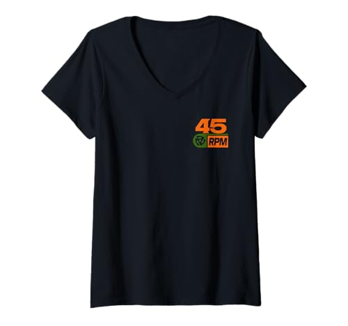 Damen 45 U/min Vinyl-Liebhaber-Grafik T-Shirt mit V-Ausschnitt von Vinyl Record Lovers