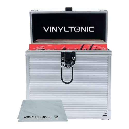 Vinyl Tonic 17,8 cm (7 Zoll) Vinyl-LP-Aufbewahrungsbox mit Tuch, silber, Aktentasche von Vinyl Tonic