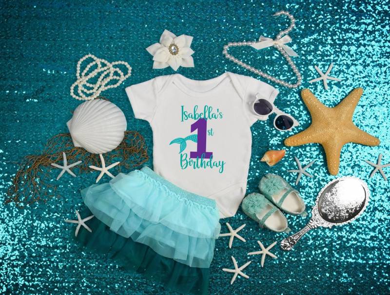 Meerjungfrau Geburtstagsshirt, Baby Mädchen Geburtstag Shirt, Erster Shirt Für Mädchen von VinylbyV