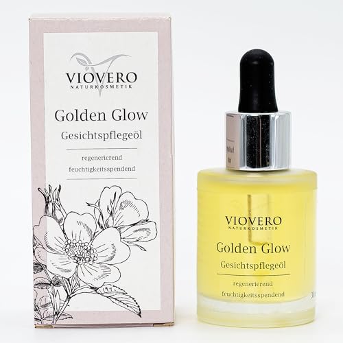 VioVero Naturkosmetik Gesichtspflegeöl Golden Glow, Gesichtspflege, Skincare, Gesichtspflege Damen, Anti Aging Face Oil, straffendes Gesichtsöl, 30ml von VioVero Naturkosmetik