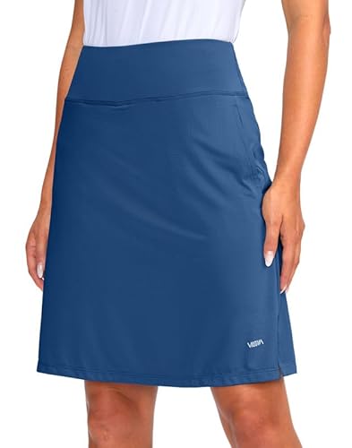 Viodia Damen 50,8 cm knielang Skorts Röcke Athletic Tennis Golf Rock für Frauen Casual Sommer Langer Rock mit 5 Taschen, Damen, blau, Medium von Viodia