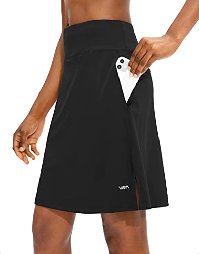 Viodia Damen 50,8 cm knielang Skorts Röcke Athletic Tennis Golf Rock für Frauen Casual Sommer Langer Rock mit 5 Taschen, Damen, schwarz, 3X-Large von Viodia