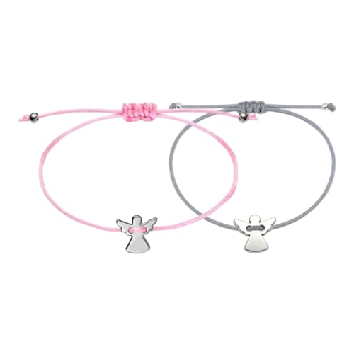 2 Stück Schutzengel Armband Silber, Engel Freundschafts Armband Verstellbar, Engel Armbändchen mit Metall Anhänger in Silberd, Kommunion Geschenke zur Konfirmation für Frauen & Mädchen von Viojrlly