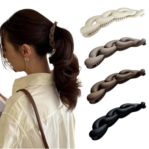 4 Stück Bananen-Haarspangen Pferdeschwanz-Haarspangen Bananen-Haarspangen Vintage-Haarspangen Grobes Haar Damen und Mädchen Vintage-Bananen-Haarspangen Pferdeschwanzspangen von Viojrlly