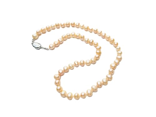 Viola Bennet Classic Halskette Necklace Elegante Perlenkette mit natürlichen Champagner- und Fliederperlen und einem Silberverschluss Länge 45 cm (CHRX0009-Champagner) von Viola Bennet