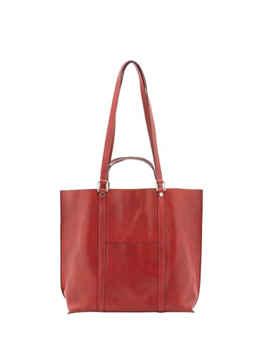 Viola Castellani Schultertasche Unisex aus echtem Leder Made in Italy 36 x 10 x 35 cm NAN-4610-rot von Viola Castellani