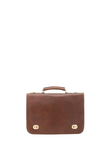 Viola Castellani Unisex-Handtasche aus echtem Leder, hergestellt in Italien, 39 x 28 x 10 cm, NAN-4512-Braun von Viola Castellani